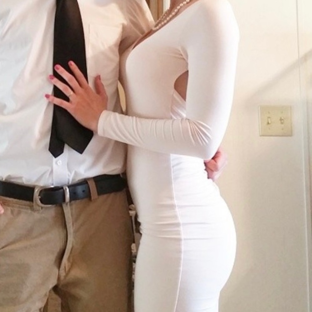 Pink bodycon open back dress size M